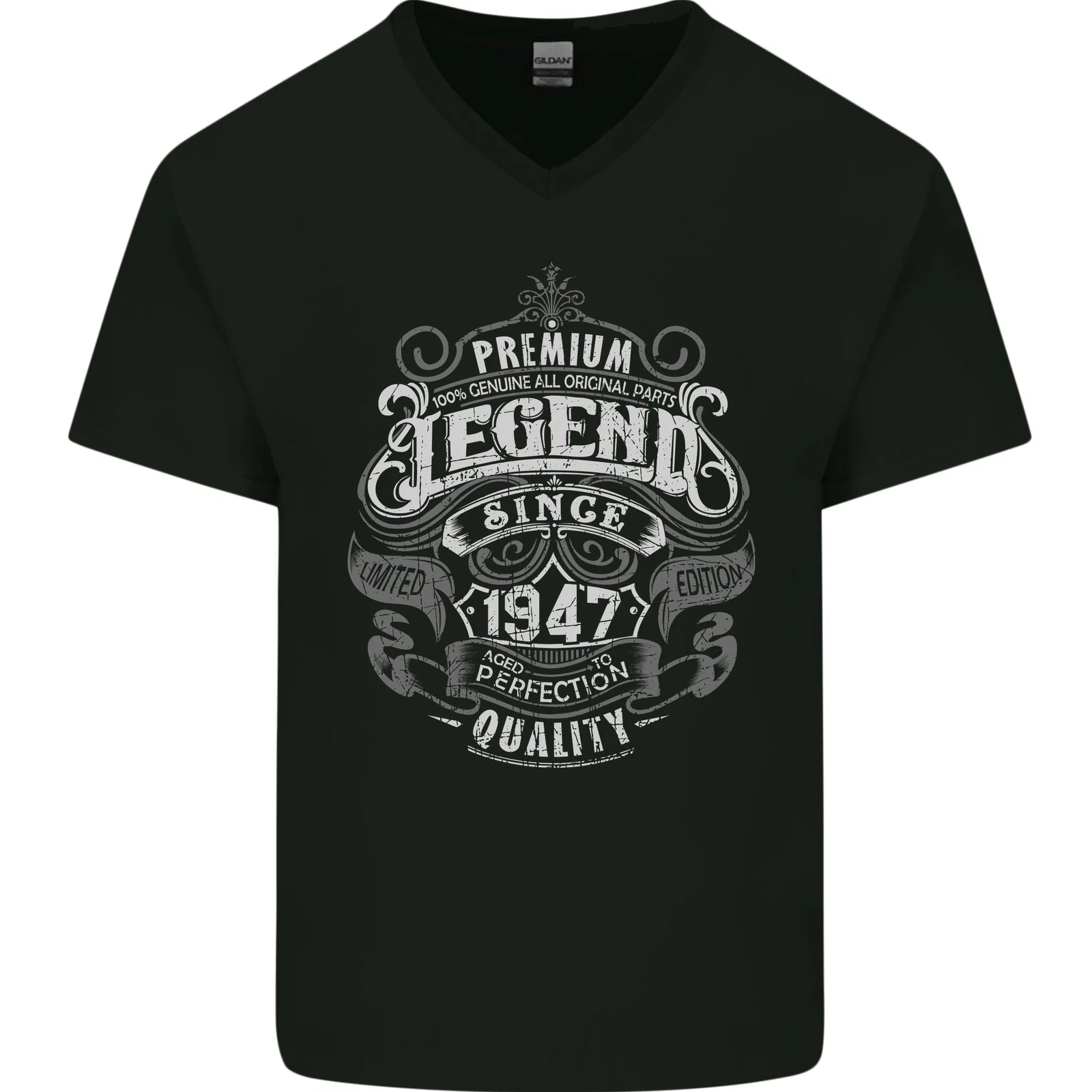 Premium Legend 79th Birthday 1947 Mens V-Neck Cotton T-Shirt