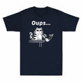 Oups Cotton Short Cool Sleeve Cat Coffee With Men's T-Shirt Funny Cat Sunglasses