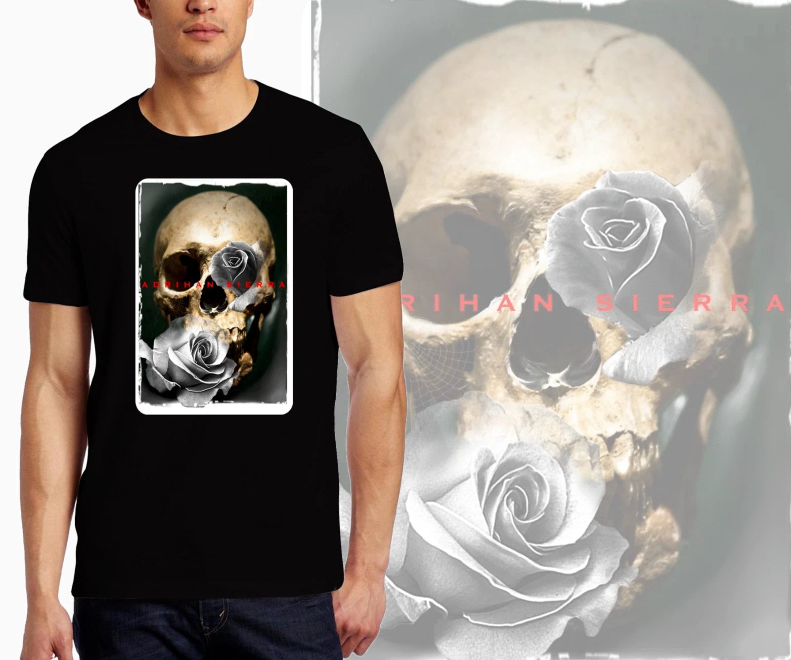 NEW Art Society SIERRA SKULL ROSE BLACK Tee Shirt SMALL-4XLARGE LIMITED RELEASE