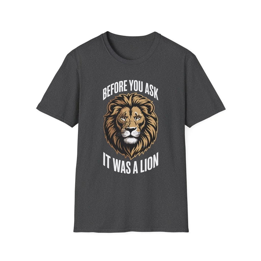 Funny Amputee T-Shirt for Men – "Before You Ask It Was a Lion" Bold Graphic Tee