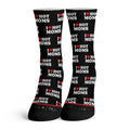 I Heart Hot Moms Funny Adult Socks Fashion Love Black Pattern Joke Gift Meme Gag