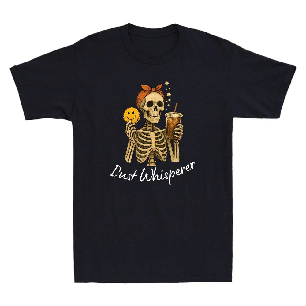 Dust Whisperer - Cleaning Halloween Funny Skull Hold Coffee Meme Men's T-Shirt