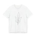 Minimalist Leaf Jersey Tee Unisex Botanical Aesthetic Made in USA