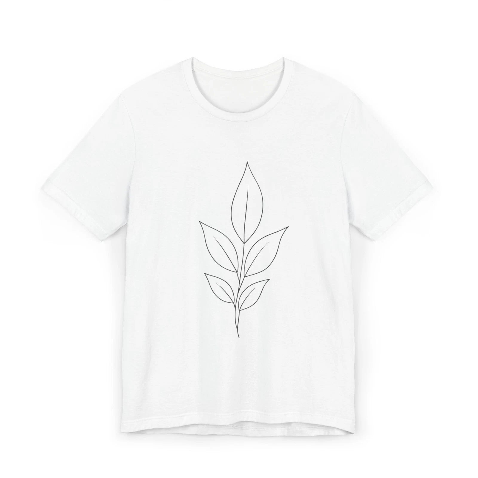 Minimalist Leaf Jersey Tee Unisex Botanical Aesthetic Made in USA