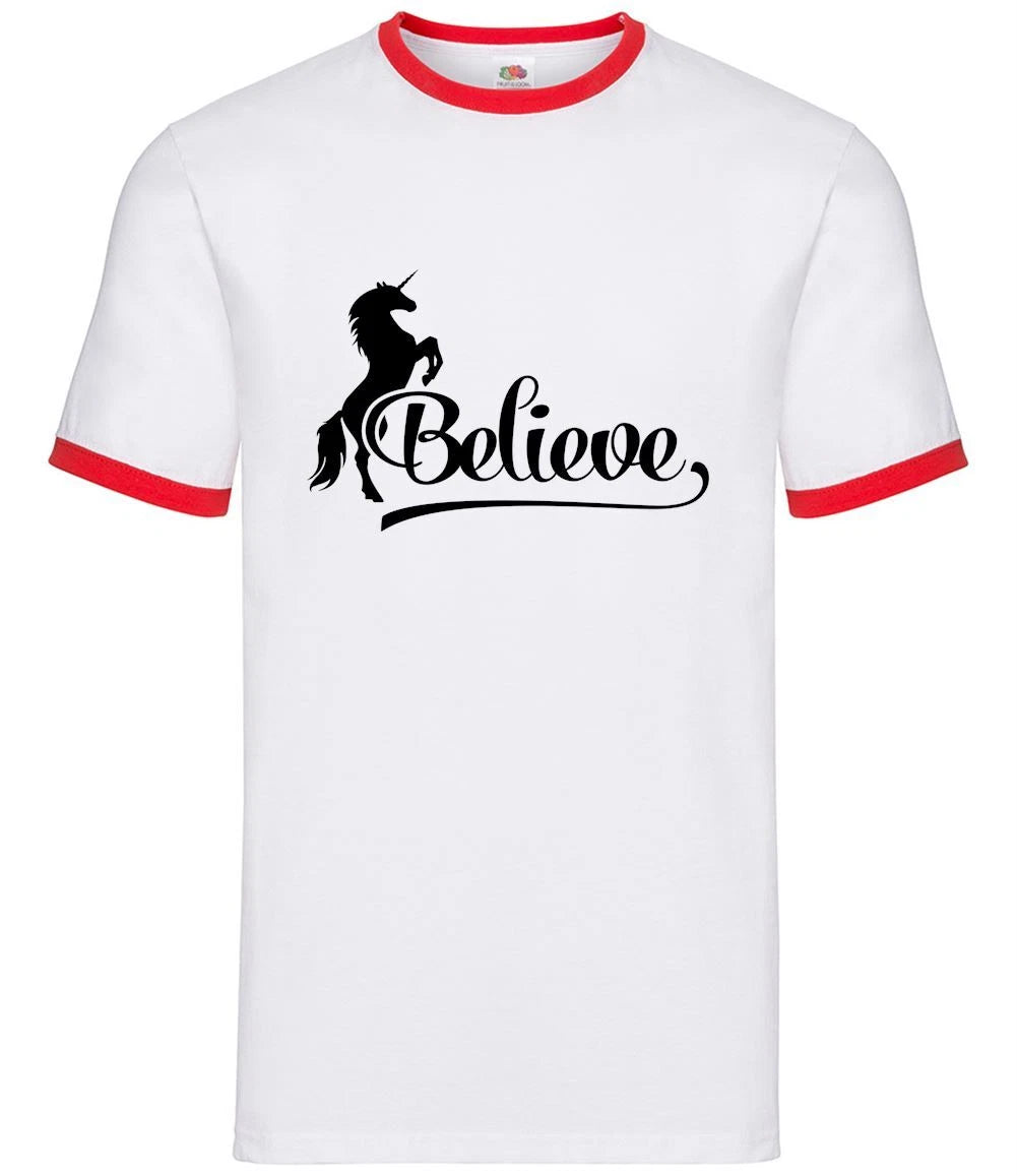 Believe Unicorn - Mens Ringer - Magic Cute Magical