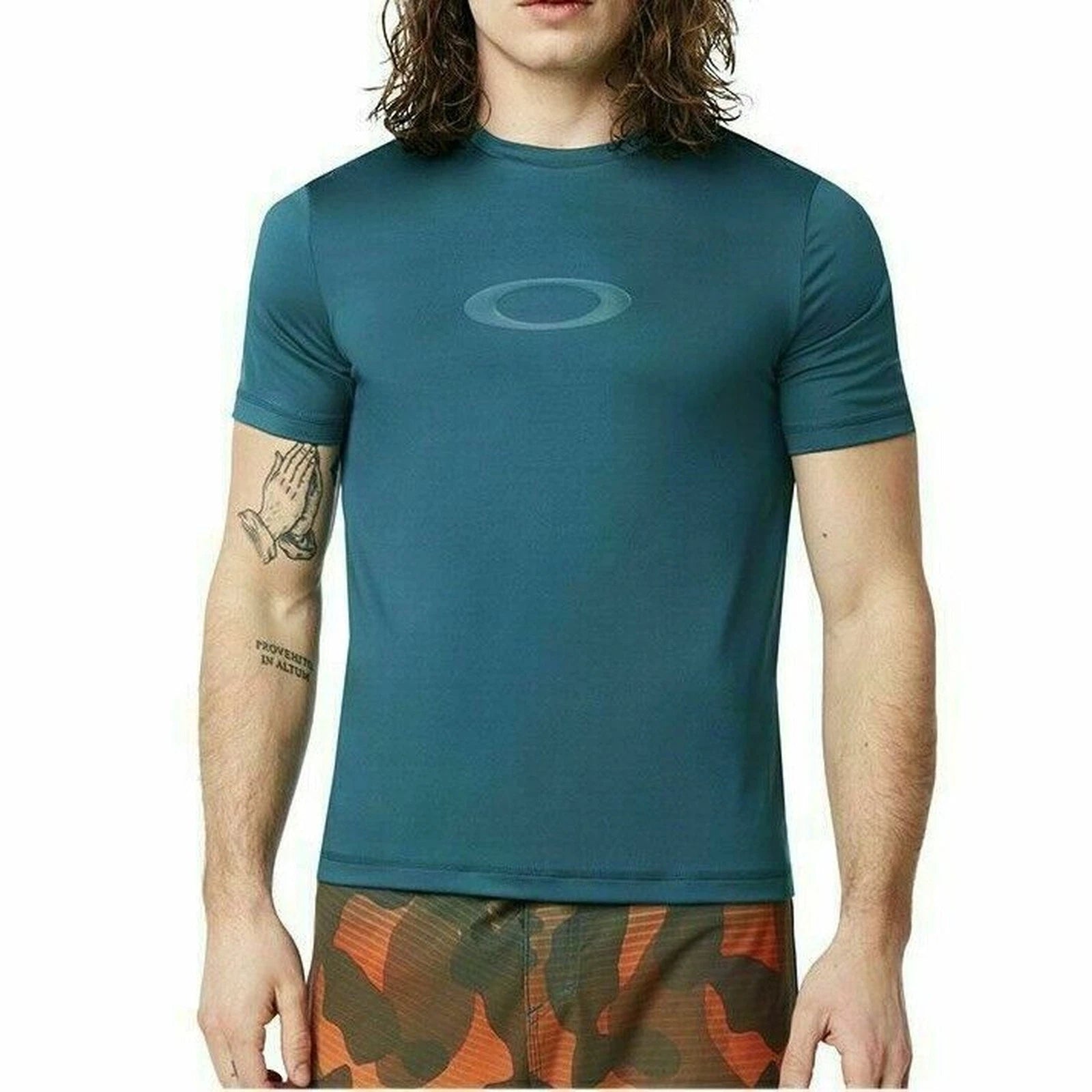 Oakley Men’s T-Shirt Green Ellipse Logo Rashguard Sport Shirt Size M