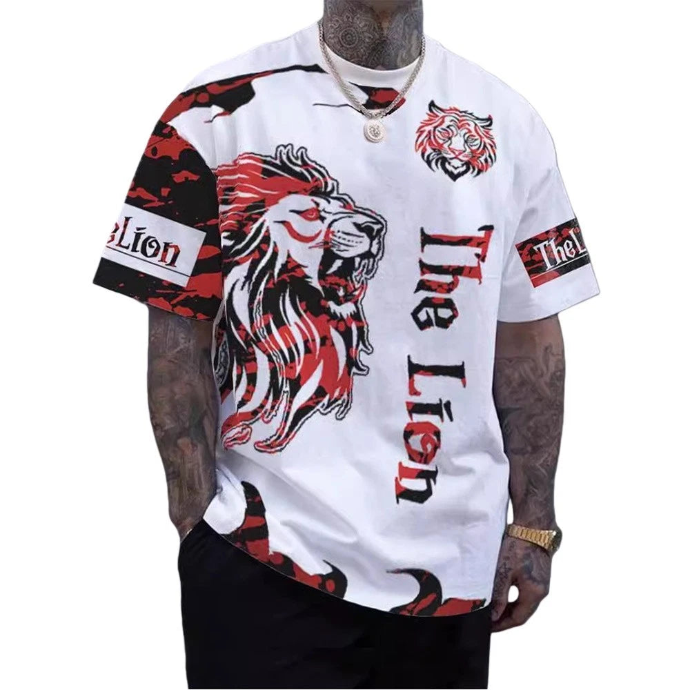Mens polyester casual round neck printed tshirt for club holiday daily wear