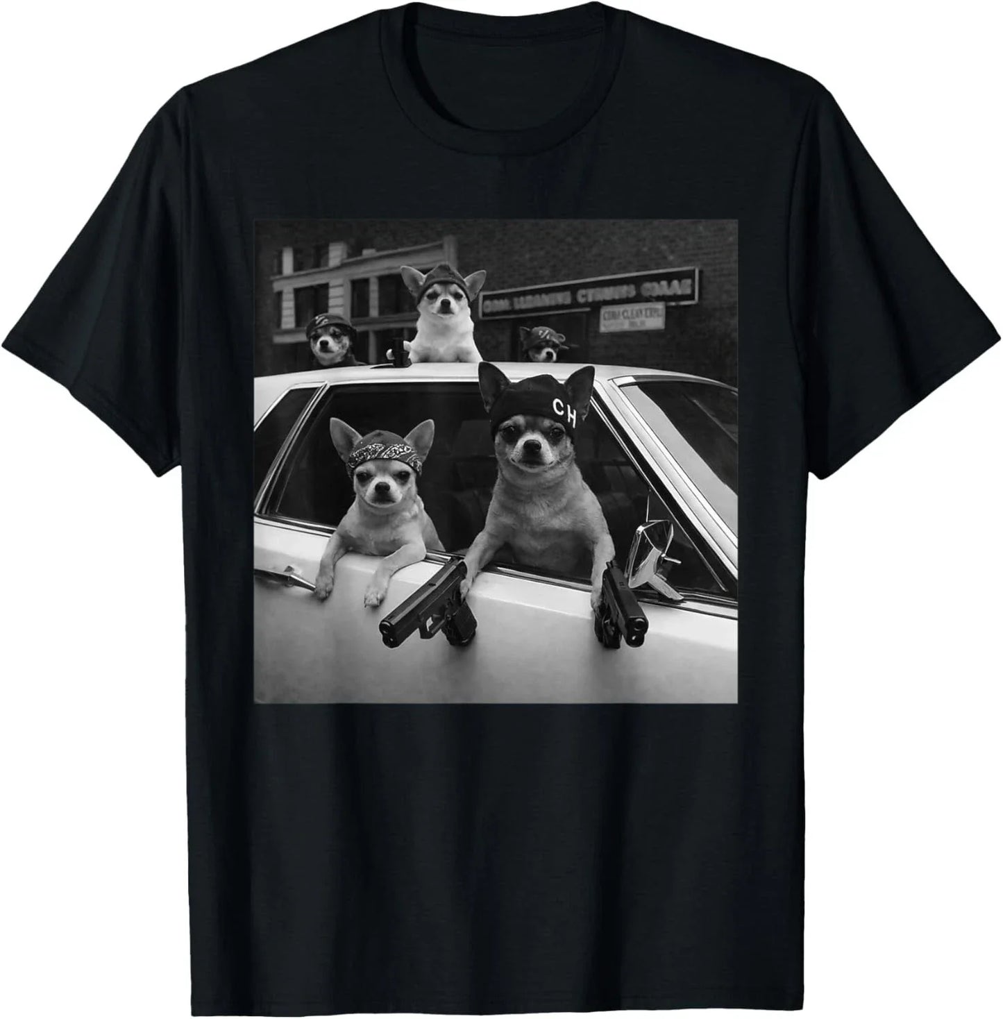 Funny Chihuahua Meme Chihuahua Gangster Dog Street Design T-Shirt unisex T-Shirt