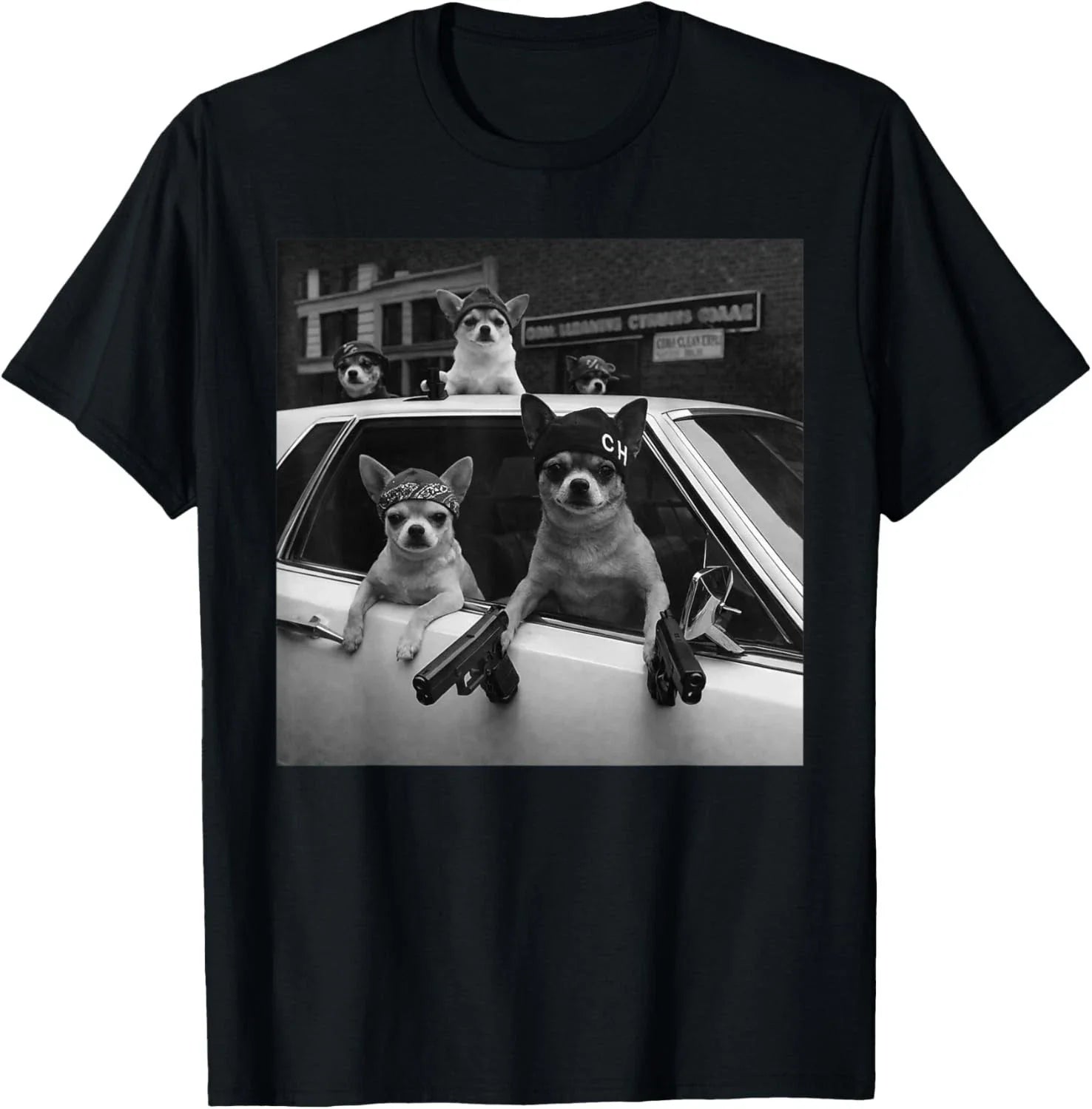 Funny Chihuahua Meme Chihuahua Gangster Dog Street Design T-Shirt unisex T-Shirt