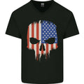 USA Skull America Gym Bodybuilding Biker Mens V-Neck Cotton T-Shirt