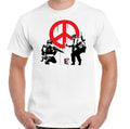 Banksy T-Shirt Peace Symbol Mens Street Art Graffiti Anti War Love Hippie Top