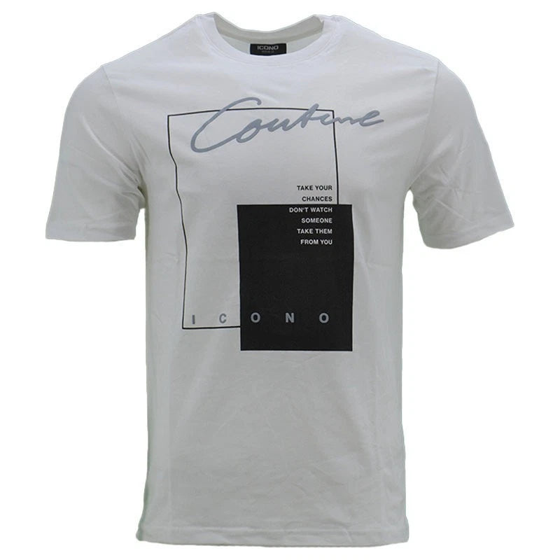 ICONO Mens Printed T Shirts Regular Fit Short Sleeve Crew Neck Summer Cotton Tee