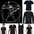 GUITAR T-SHIRT Mens Vitruvian Guitarist Funny Electric Bass Acoustic Amp Player