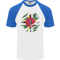 Torn Dominica Flag Dominican Day Football Mens S/S Baseball T-Shirt