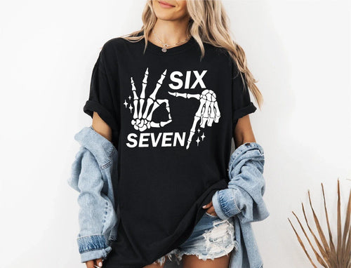 6 7 Meme Shirt, Funny Skeleton Hands Tee, Halloween hirt, Six Seven T-shirt