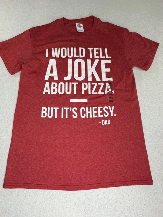 NWT DELTA PRO WEIGHT Men Red T-shirt "I Would Tell A Joke About Pizza..." SMALL