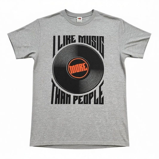 I Like Music More Than People | Gray Short Sleeve Graphic T-Shirt  Funny Tee S