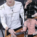 Fashion Men T-Shirt Blouse Casual Crew Neck Fashion Long Sleeve Teenager