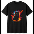 Double Exposure Kitten Sunbeams Cat Cute Mens T-Shirt Black 100% Cotton Adorable