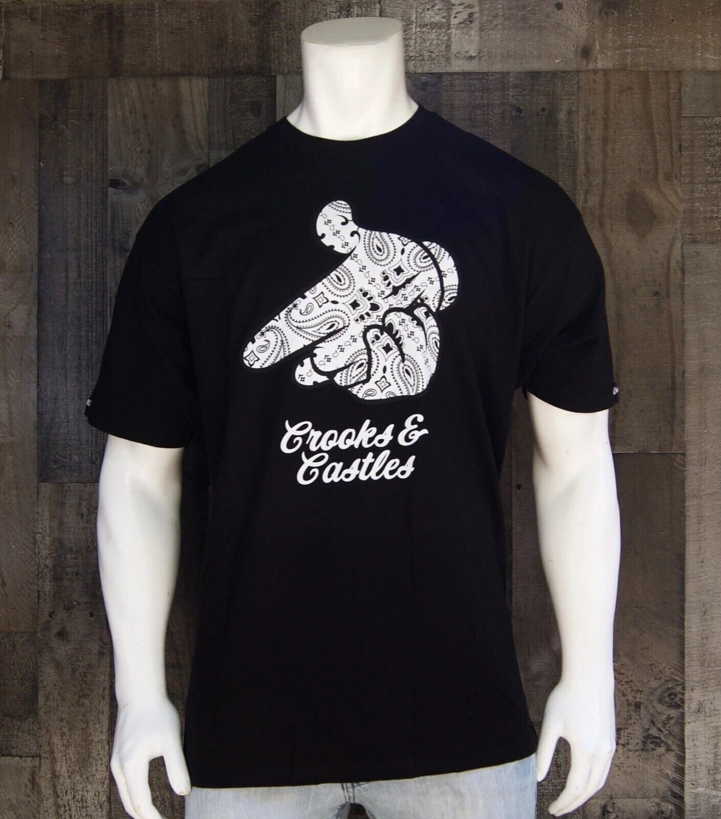 Crooks Castles Streetwear ASSE2 Black Mens Graphic Size XLARGE T Shirt RCRCA-3