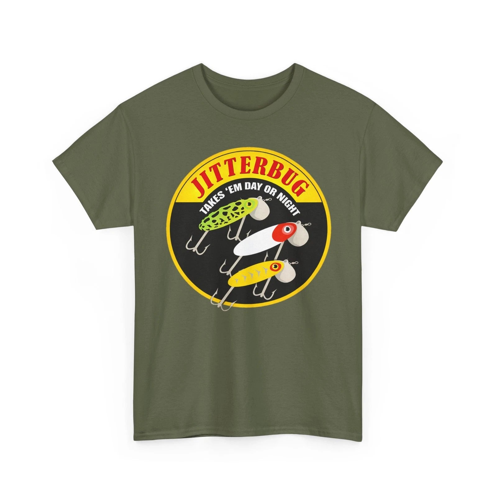 Jitterbug Takes 'Em Day Or Night Vintage Fishing Lure Arbogast Collector T-Shirt