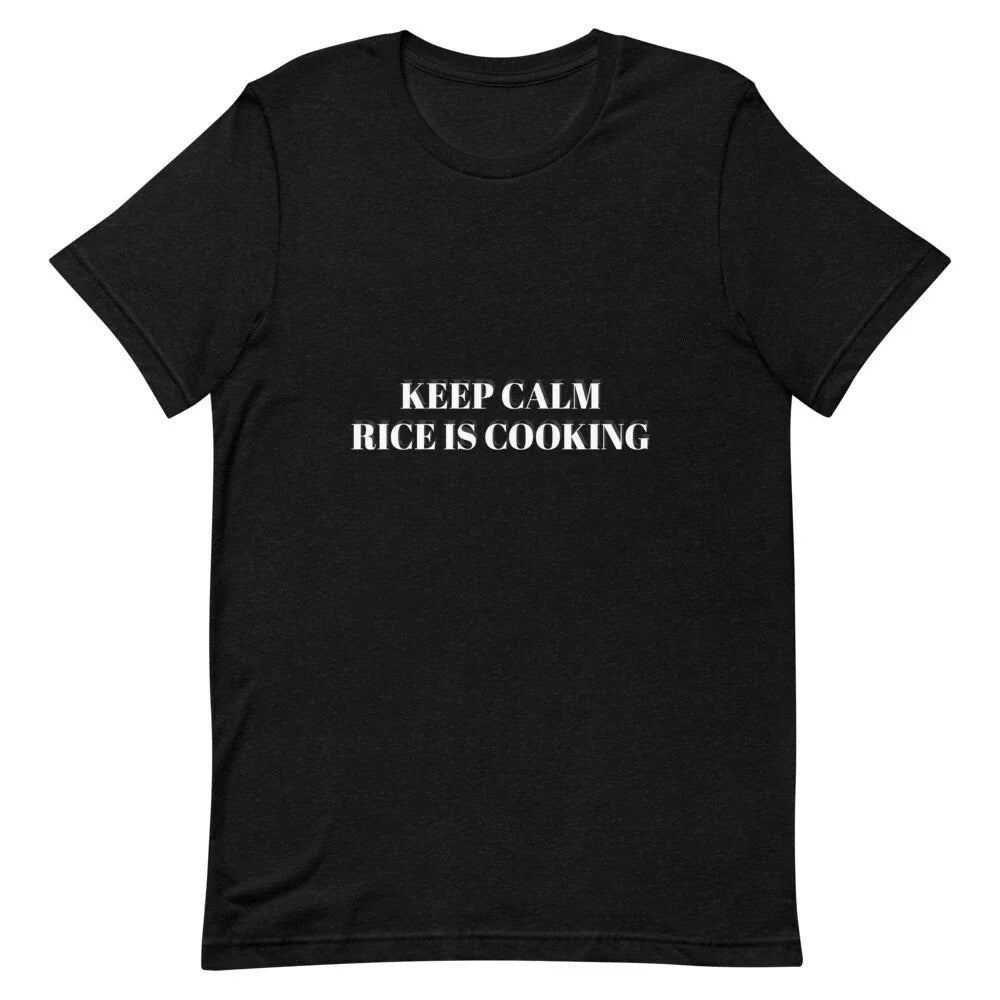 FUNNY KEEP CALM RICE is COOKING T-Shirt Black/WHITE Colour BRAND NEW UNISEX
