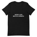 FUNNY KEEP CALM RICE is COOKING T-Shirt Black/WHITE Colour BRAND NEW UNISEX