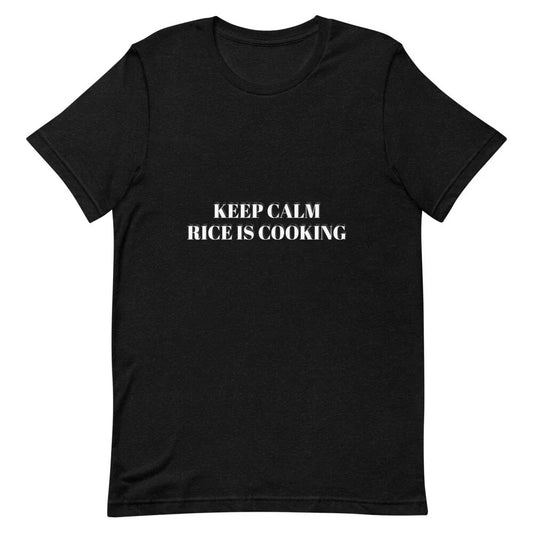 FUNNY KEEP CALM RICE is COOKING T-Shirt Black/WHITE Colour BRAND NEW UNISEX