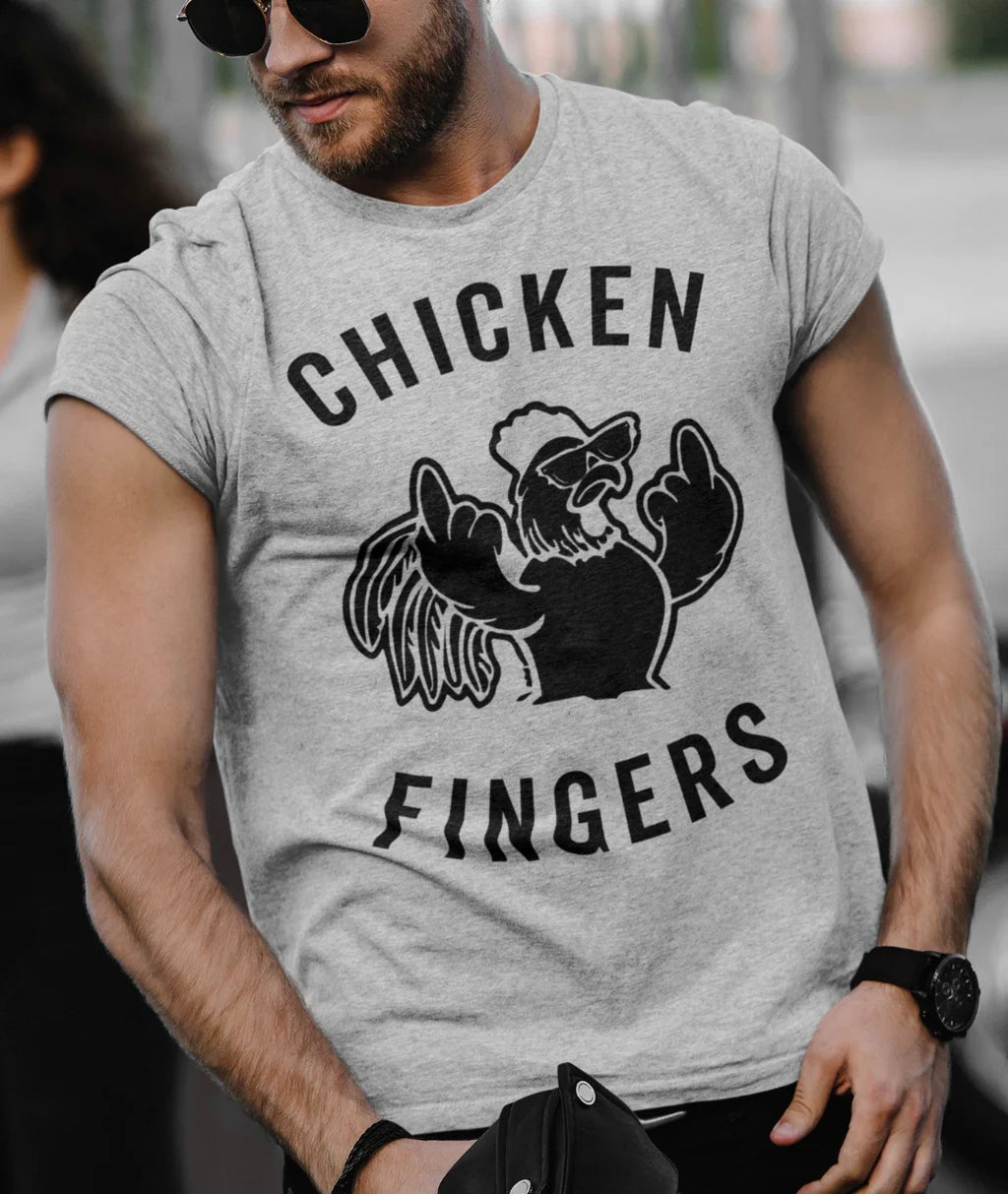 Mens Chicken Fingers T Shirt Funny  Middle Finger Sarcastic Rude Offensive Shirt