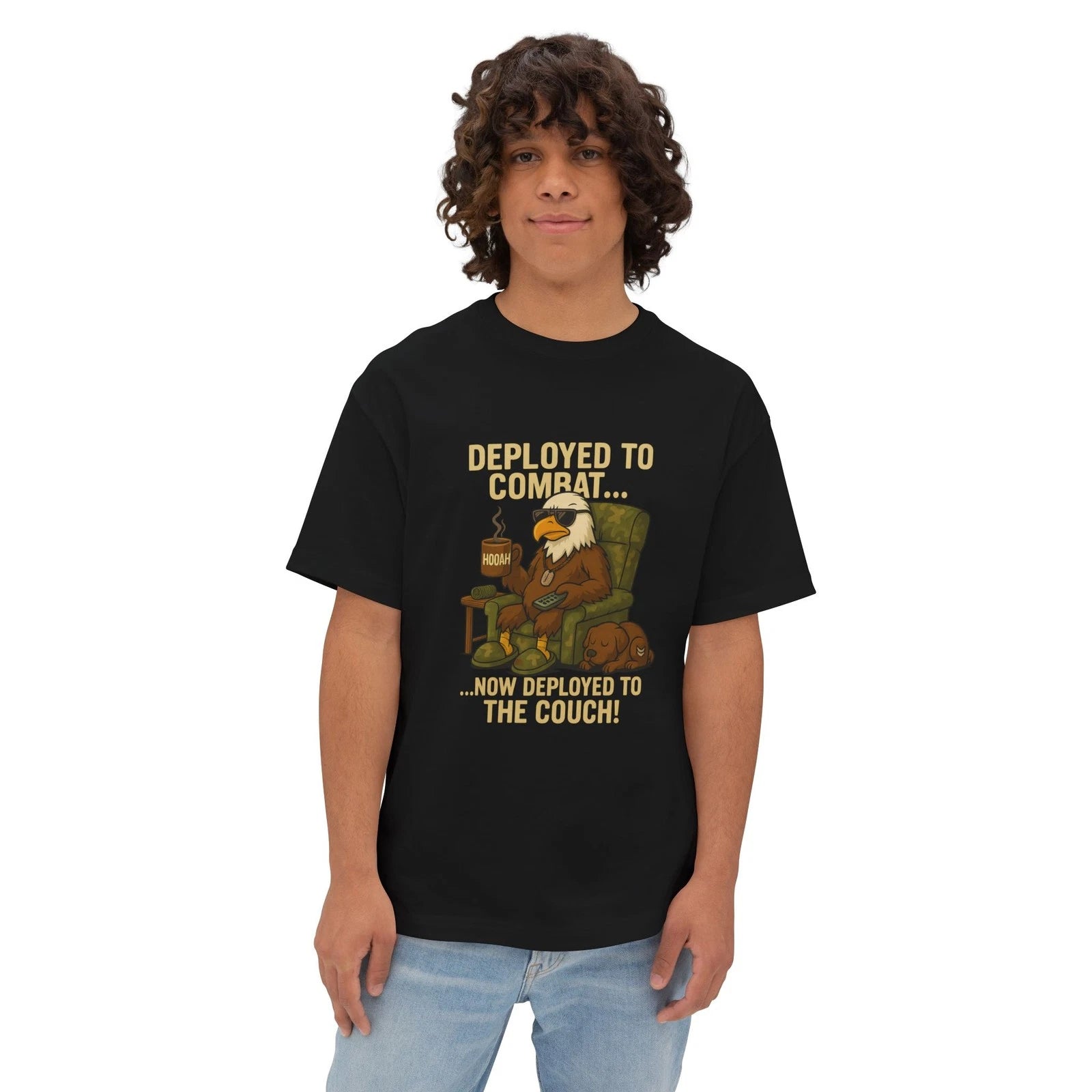 Army Veterans Comfy Tee, Oversized Boxy Tshirt for Couch, Unisex Shirt Gift