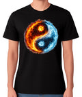 Yin Yang Fire And Ice Balance T-Shirt Graphic Unisex Tee
