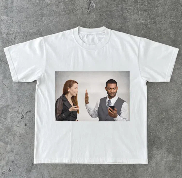 Funny Man Ignoring Colleague Meme Sticker,Talk to the Hand Office Humor Internet