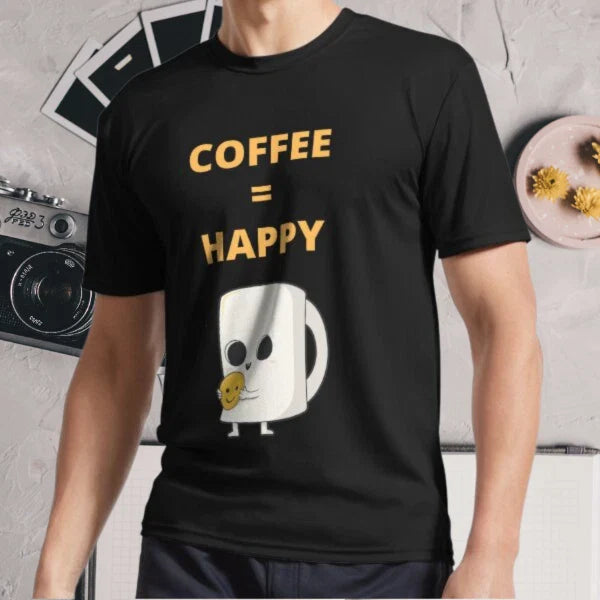 New Shirt Coffee = Happy Active Logo T-Shirt Funny Size S - 5XL