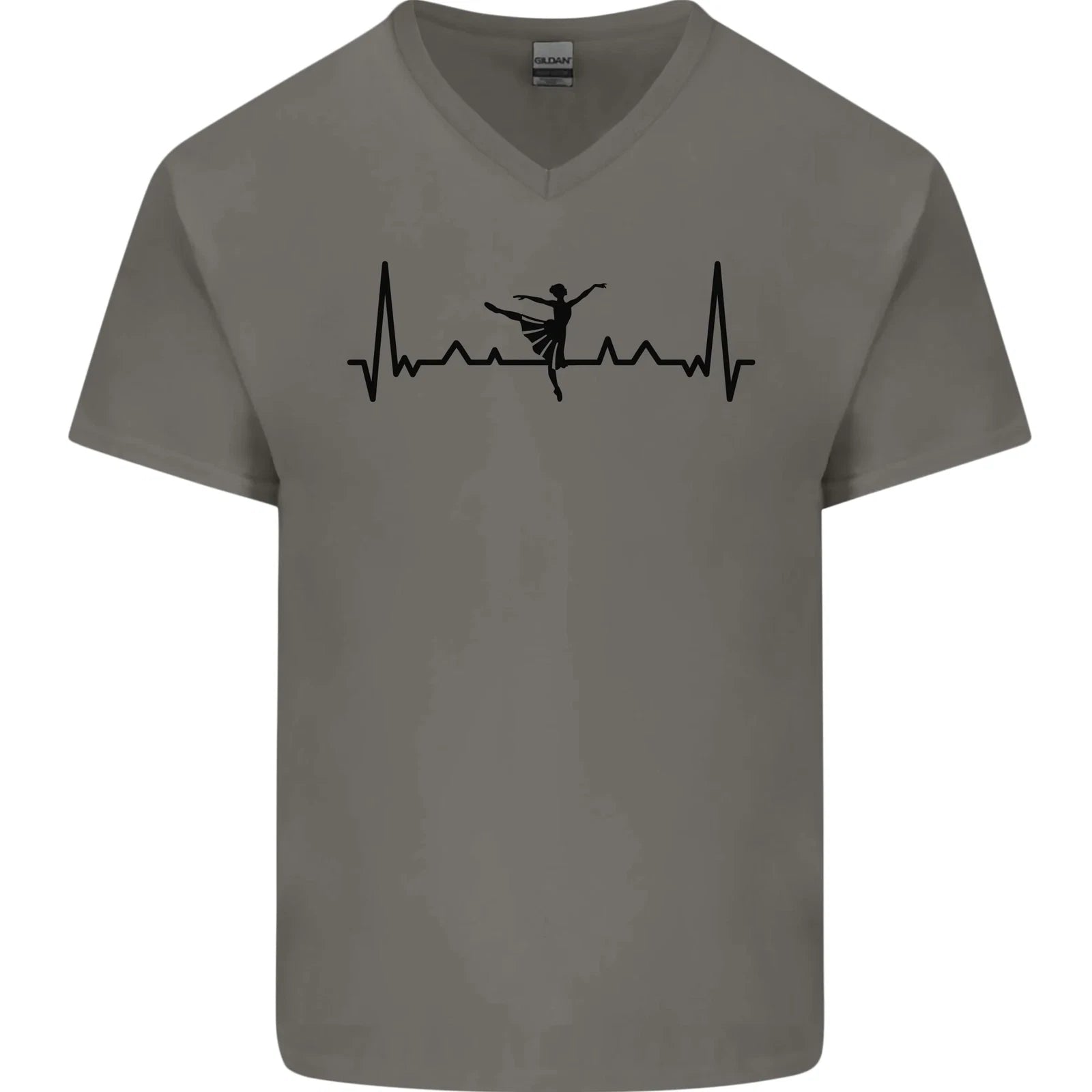 Ballet Dancer ECG Dancing Ballerina Pulse Mens V-Neck Cotton T-Shirt