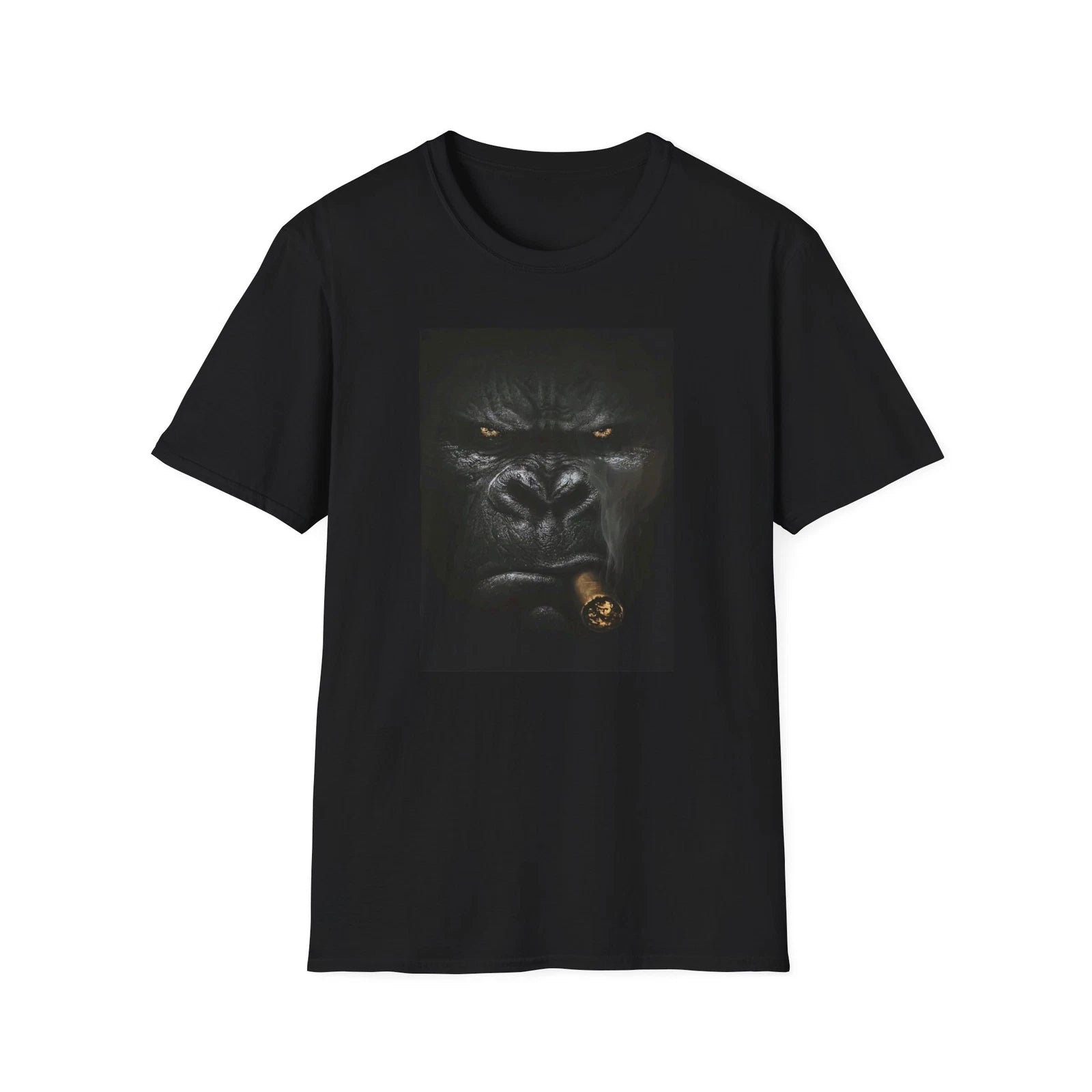 Smoking Gorilla Unisex Softstyle T-Shirt - Unique Graphic Tee, Cool Animal Print