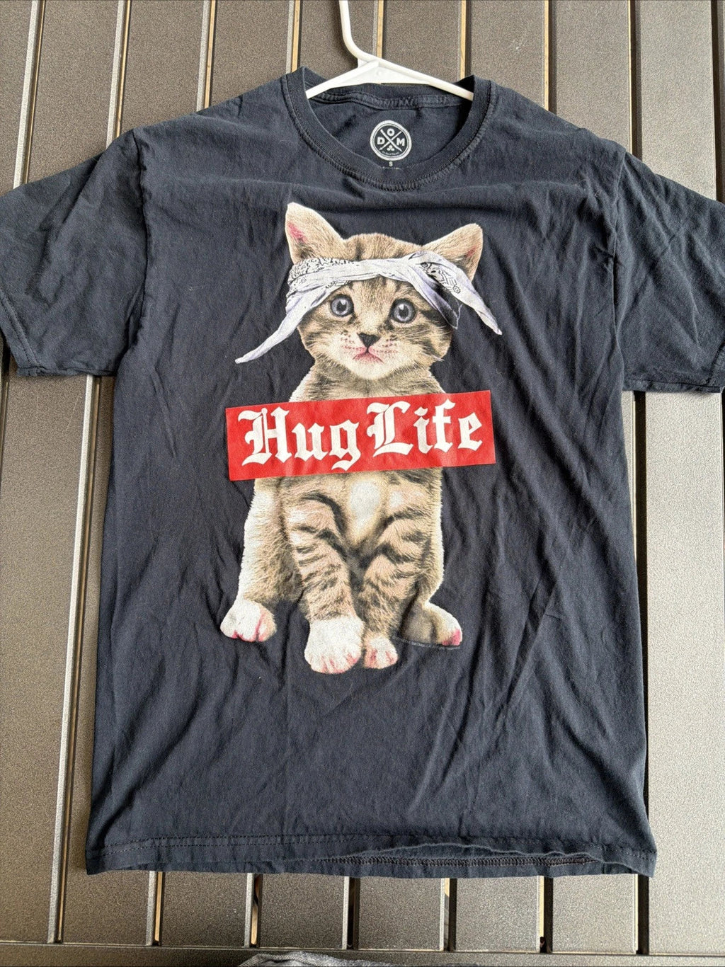DOM Hug Life Kitten T-Shirt Size S Black Cat Short Sleeve Meme Funny Geek Tee
