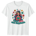 Peace Love And Happiness Hippie Flower Girl Graphic T-Shirt