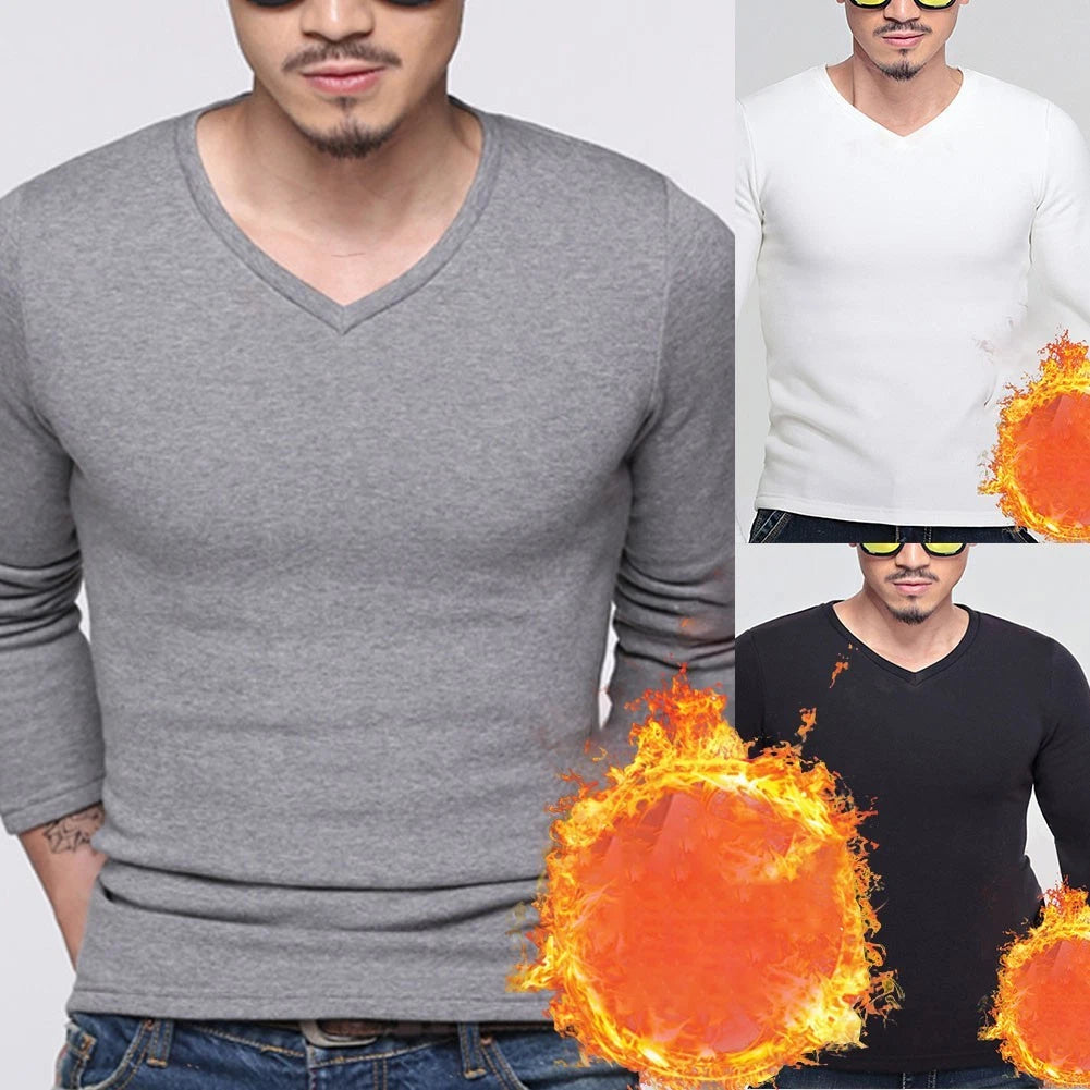 Mens Warmth Booster Stylish V Neck Thermal Fabric and Comfortable Fit Top