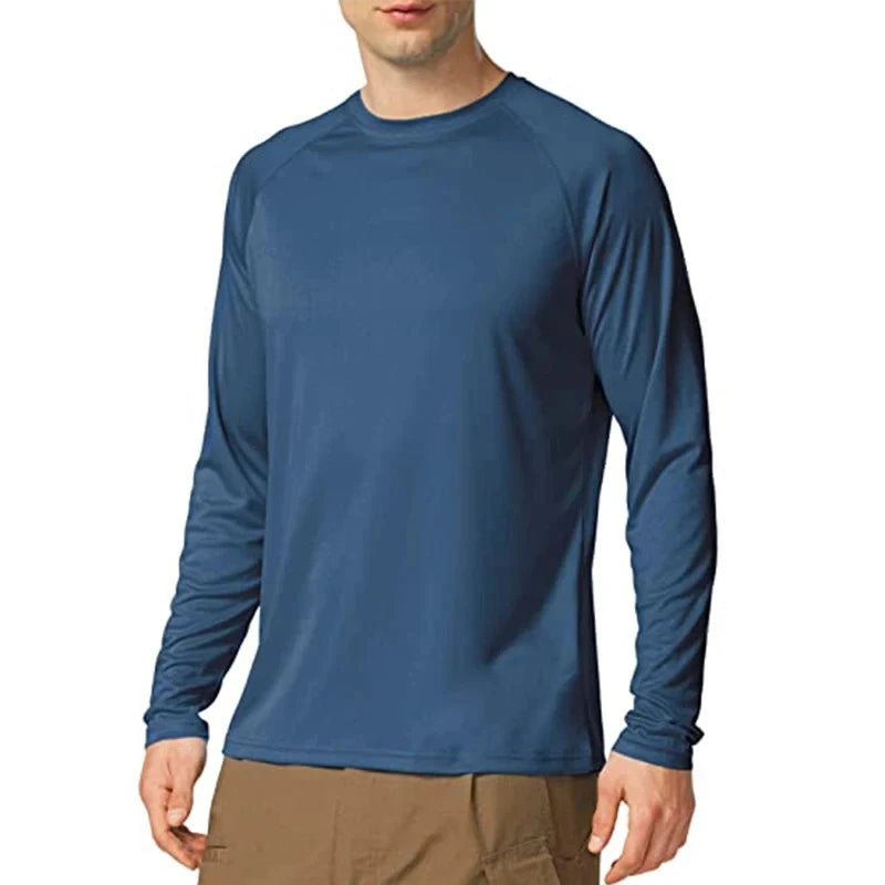Mens UPF 50 Long Sleeve T Shirt Quick Dry Breathable Outdoor Hiking Fishing Top