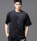 New Men Luxury Diamond Rhinestones Black T-Shirt High Quality