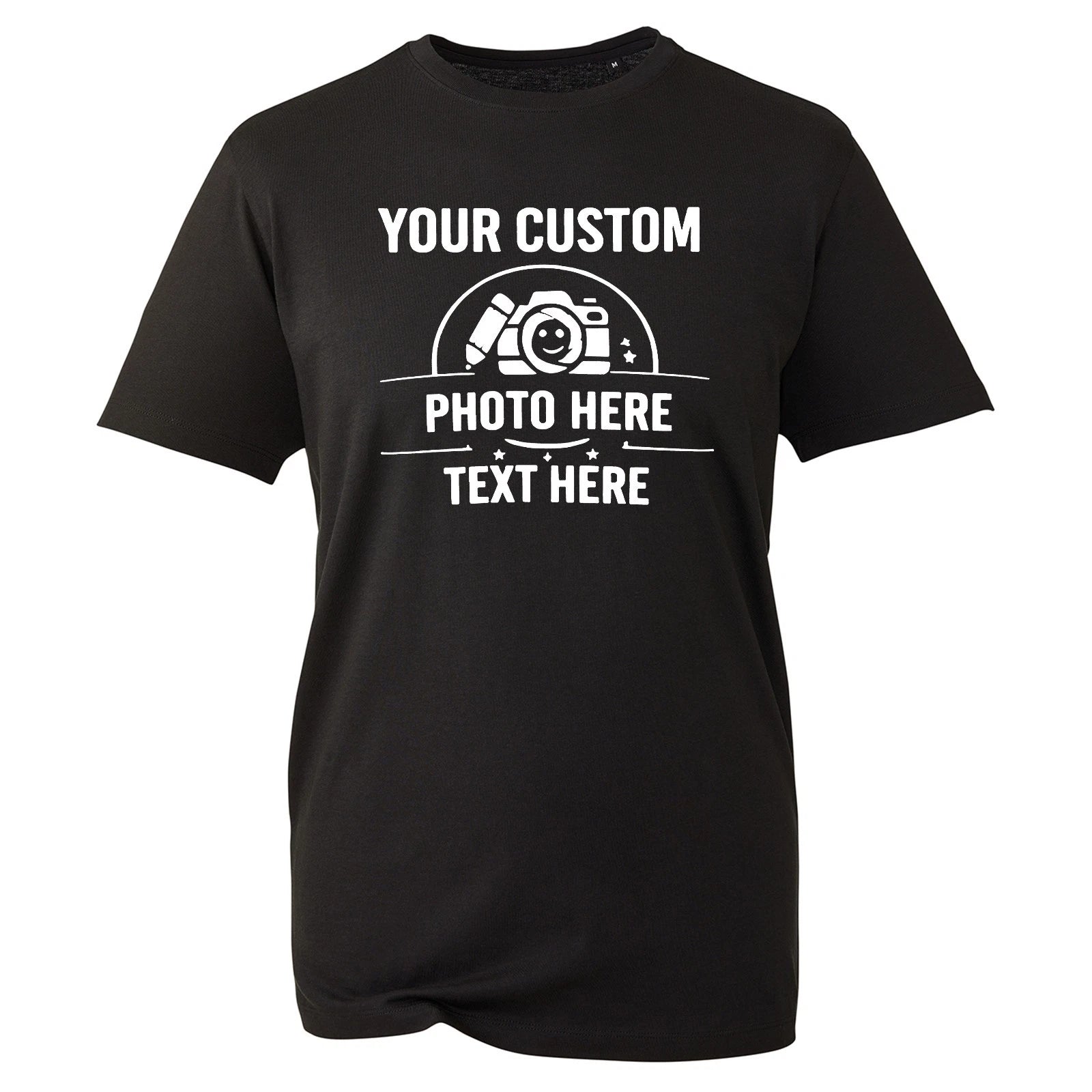 Personalised Photo T Shirt Mens Custom Image Printed Text Picture Logo Tee Top