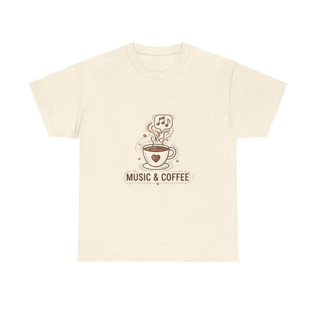 Music & Coffee Illustration T-Shirt | Coffee Cup Skull Design