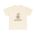 Music & Coffee Illustration T-Shirt | Coffee Cup Skull Design