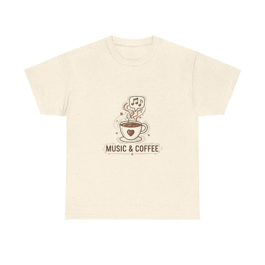 Music & Coffee Illustration T-Shirt | Coffee Cup Skull Design
