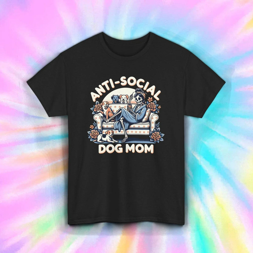 Anti Social Dog Mom Shirt Funny Skeleton Dogs Pet Lover Cozy Introvert Tee S-5XL
