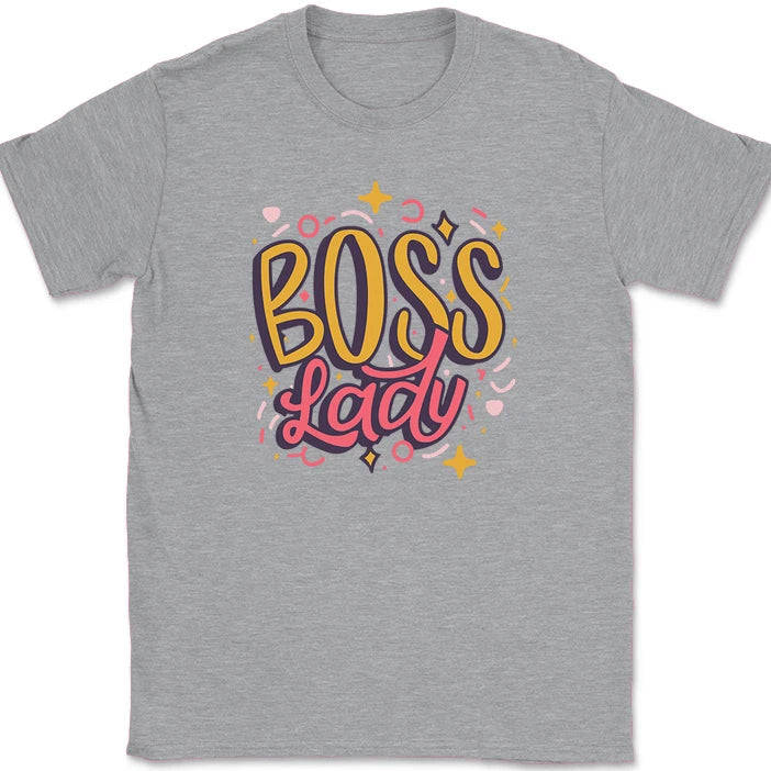 Boss Lady T-Shirt Funny The Office Humor Gift Joke Novelty Text Graphic Tee