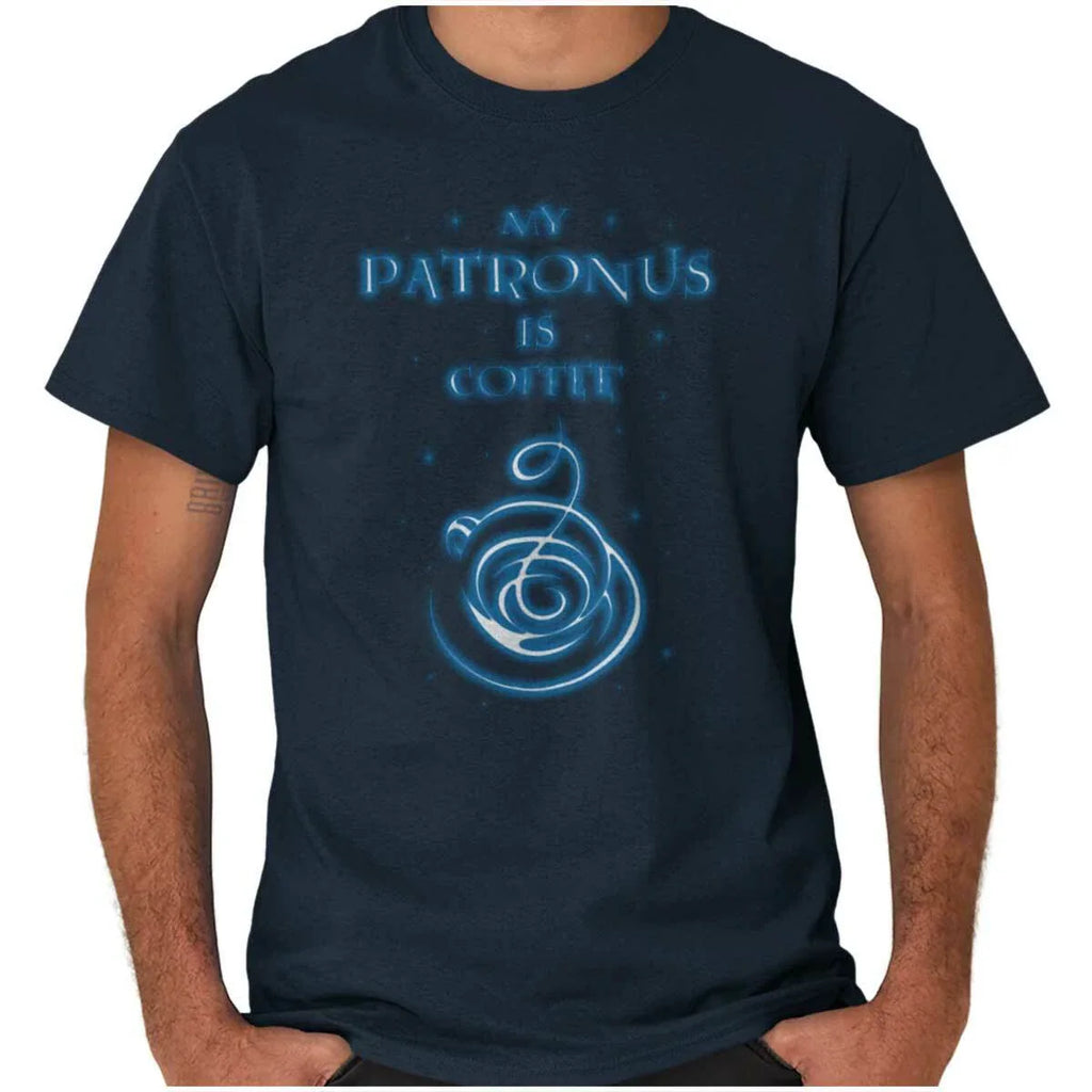Funny Wizard Spell My Patronus Is Coffee Womens or Mens Crewneck T Shirt Tee