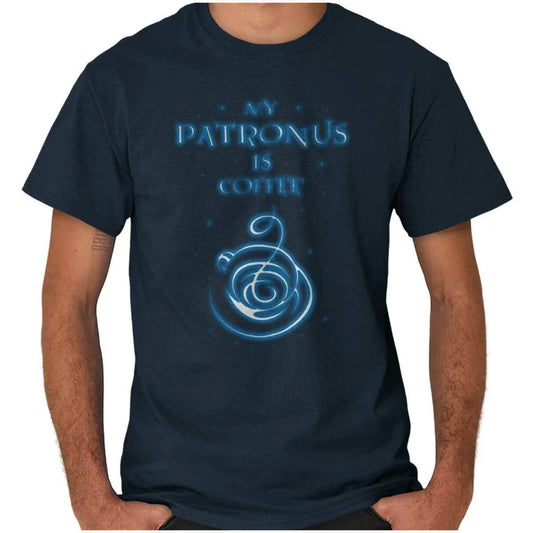 Funny Wizard Spell My Patronus Is Coffee Womens or Mens Crewneck T Shirt Tee