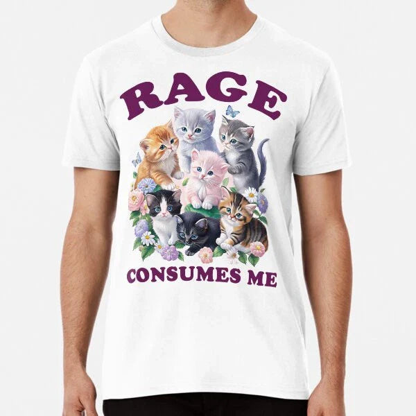Rage Consumes Me Funny Cat Meme Vintage StylT-Shirt S-5XL Best T-Shirt
