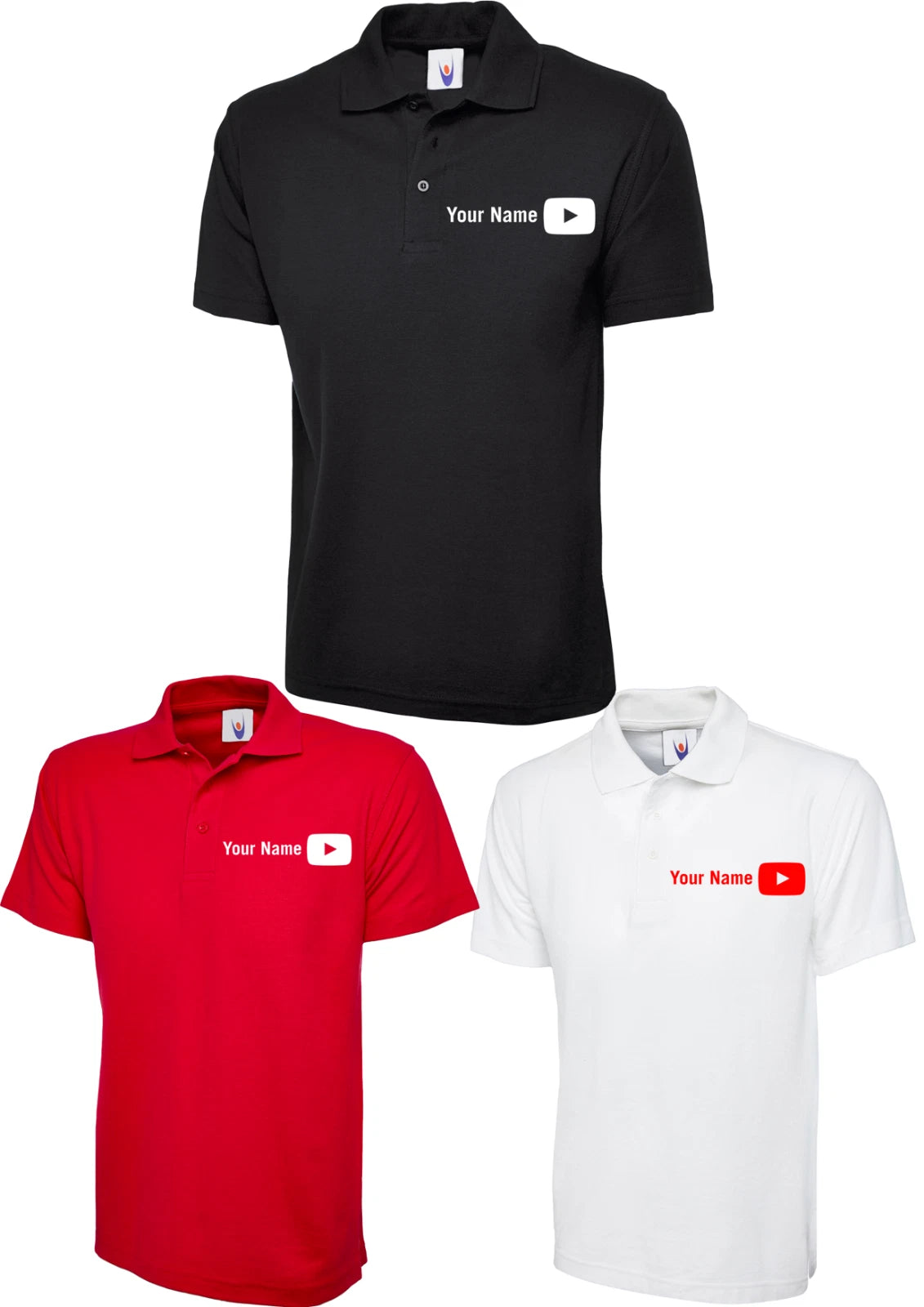 Custom Printed Personalised Youtube Polo Shirt add your name Youtuber Adult